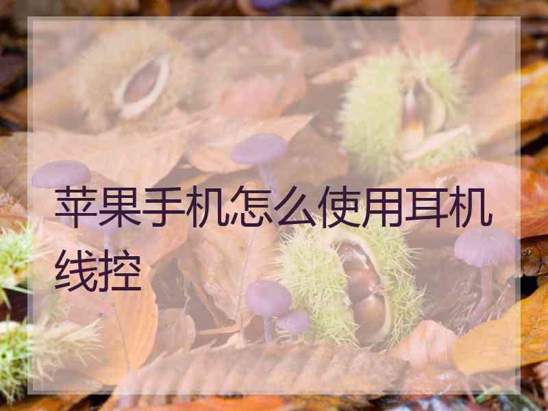 苹果手机怎么使用耳机线控