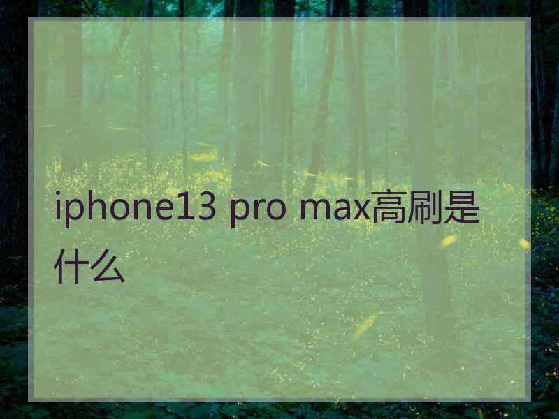 iphone13 pro max高刷是什么