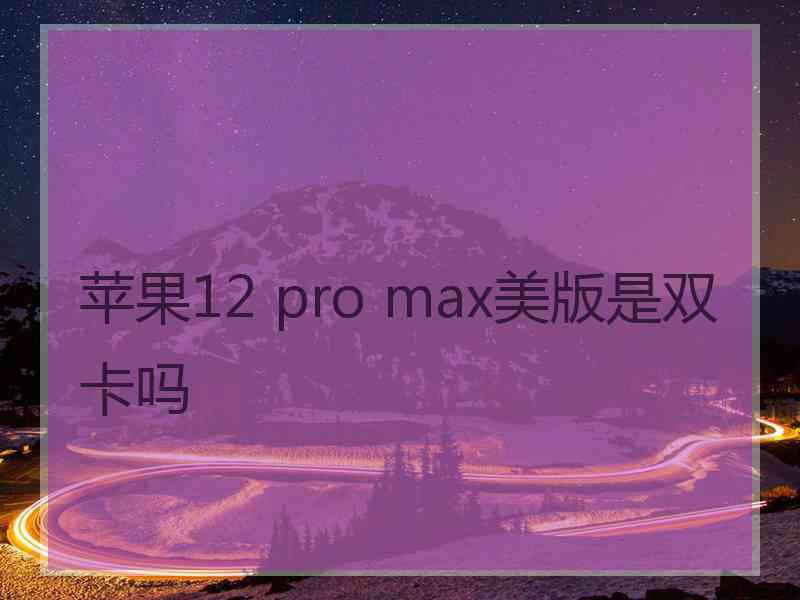 苹果12 pro max美版是双卡吗