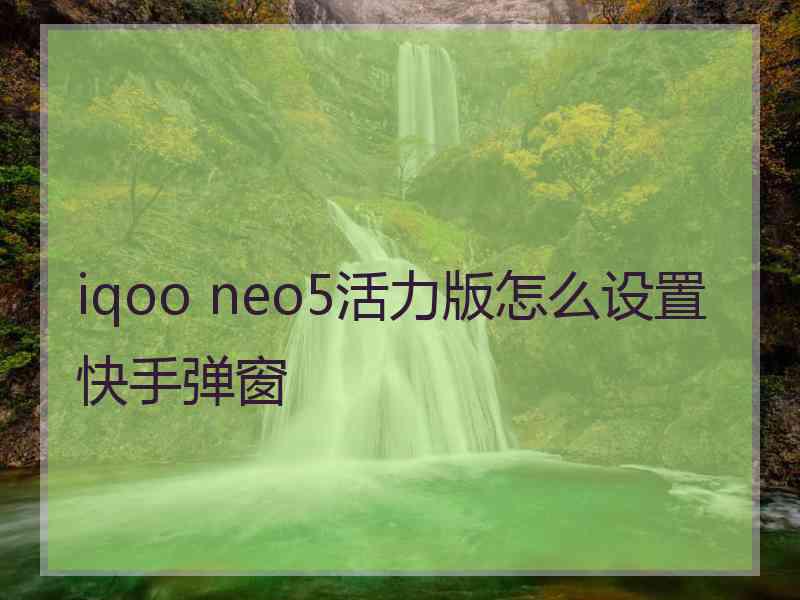 iqoo neo5活力版怎么设置快手弹窗