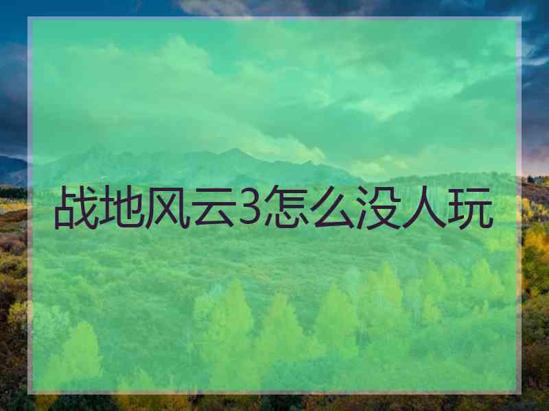 战地风云3怎么没人玩