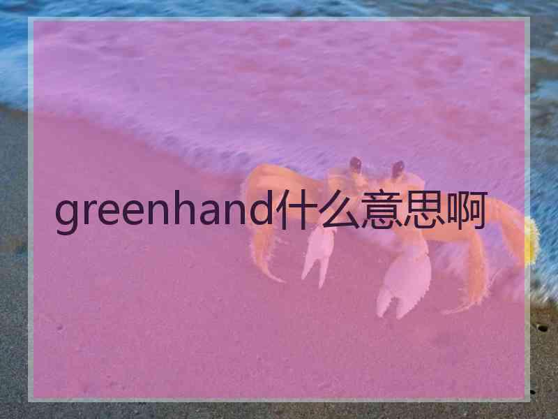 greenhand什么意思啊