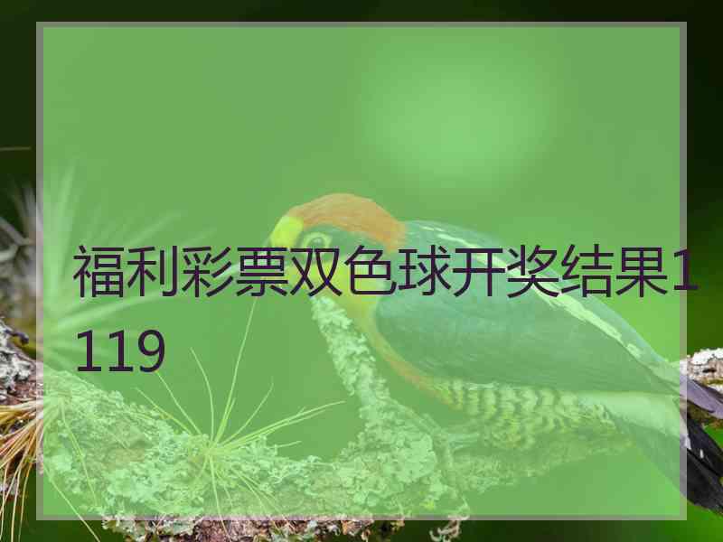 福利彩票双色球开奖结果1119