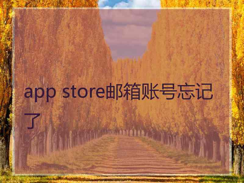 app store邮箱账号忘记了