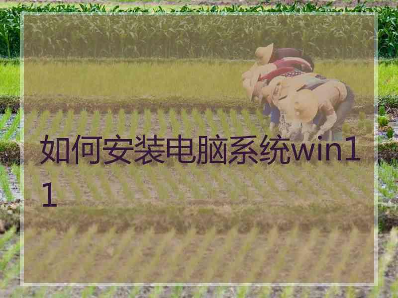 如何安装电脑系统win11