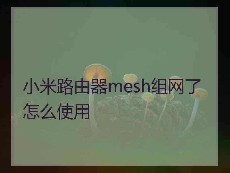 小米路由器mesh组网了怎么使用