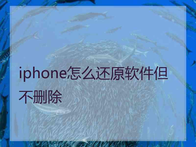 iphone怎么还原软件但不删除