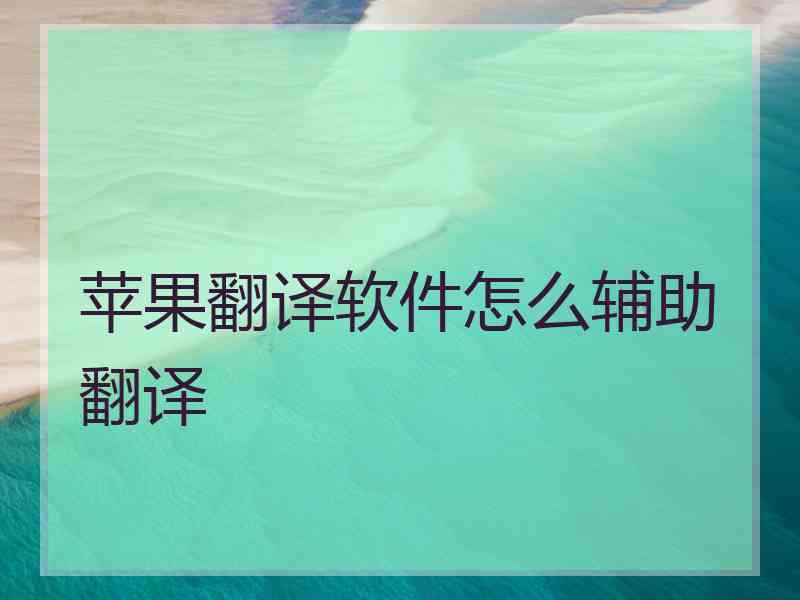 苹果翻译软件怎么辅助翻译