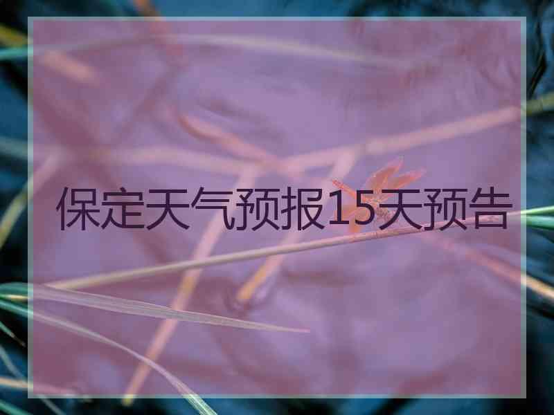 保定天气预报15天预告