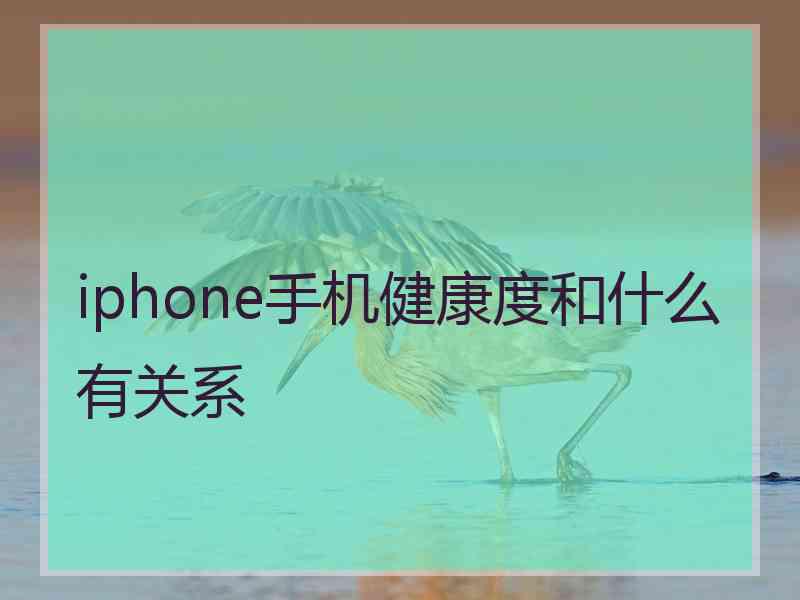 iphone手机健康度和什么有关系