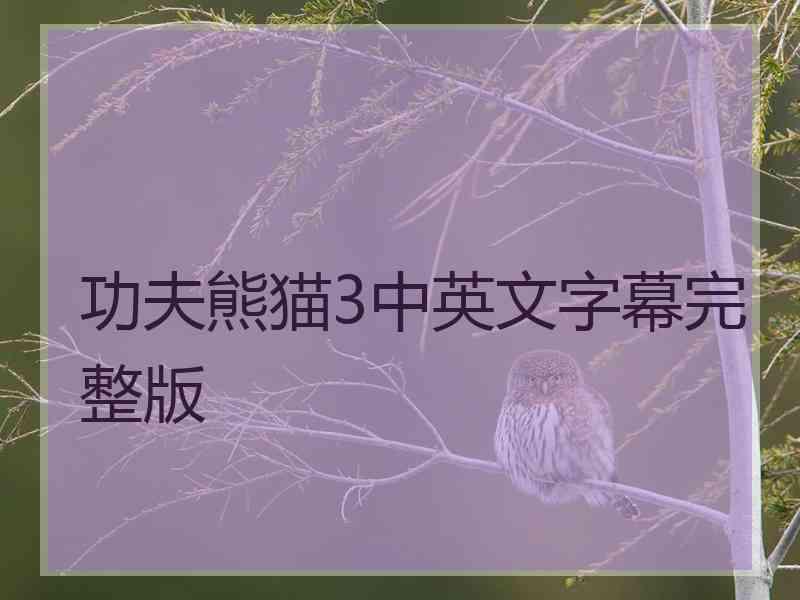 功夫熊猫3中英文字幕完整版