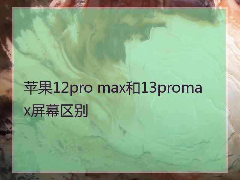 苹果12pro max和13promax屏幕区别