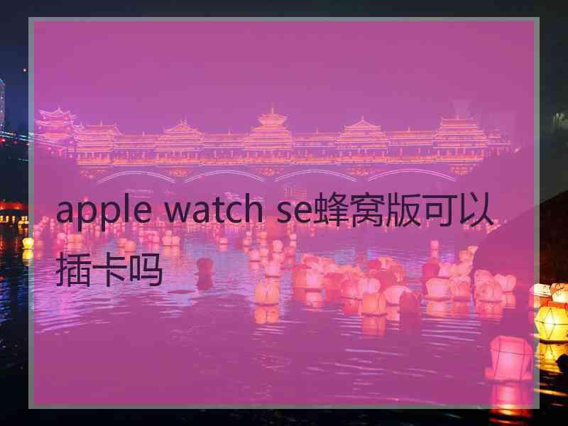 apple watch se蜂窝版可以插卡吗