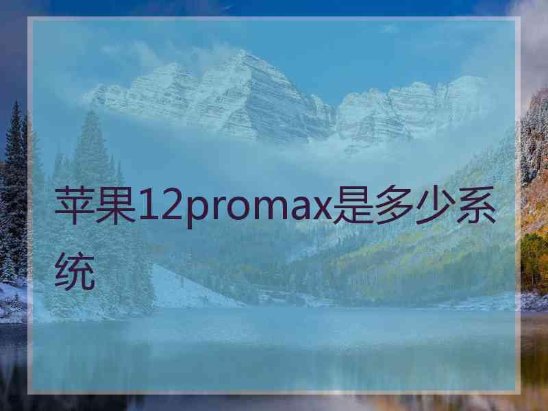 苹果12promax是多少系统