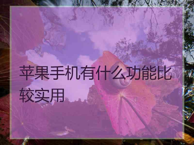 苹果手机有什么功能比较实用