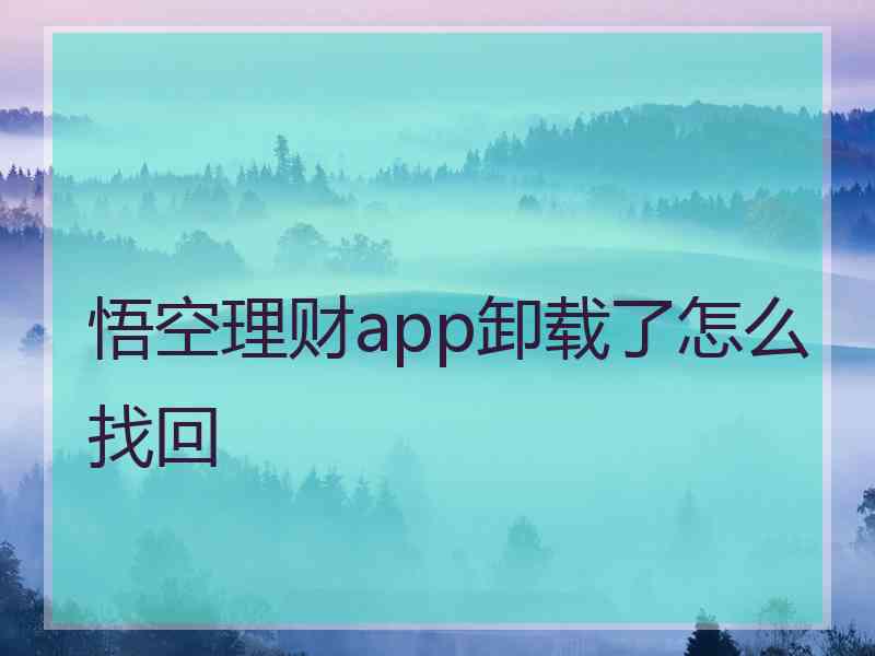 悟空理财app卸载了怎么找回