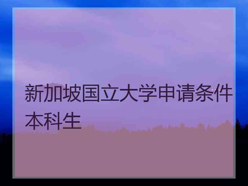 新加坡国立大学申请条件本科生