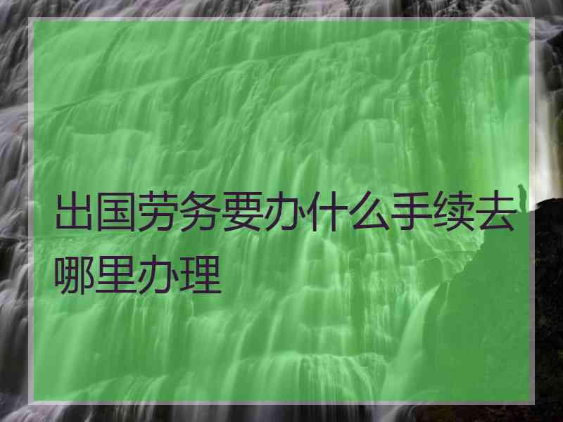 出国劳务要办什么手续去哪里办理