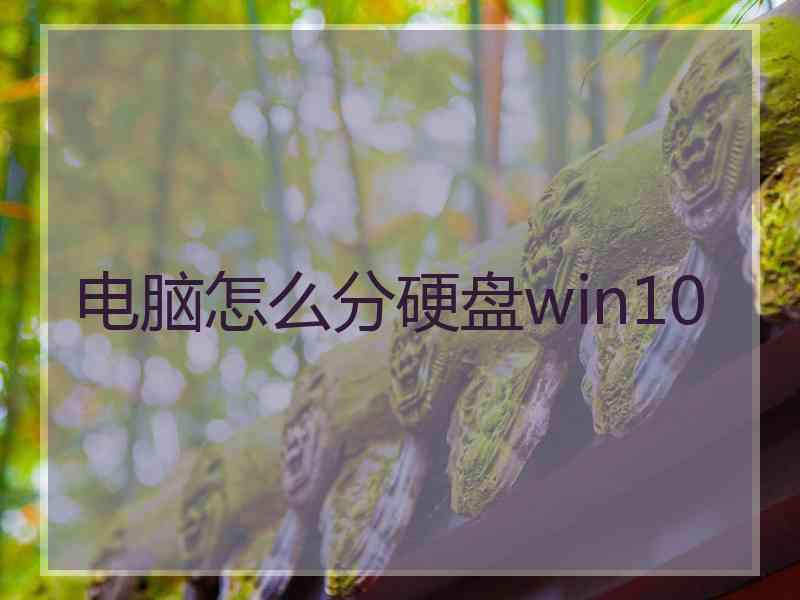 电脑怎么分硬盘win10