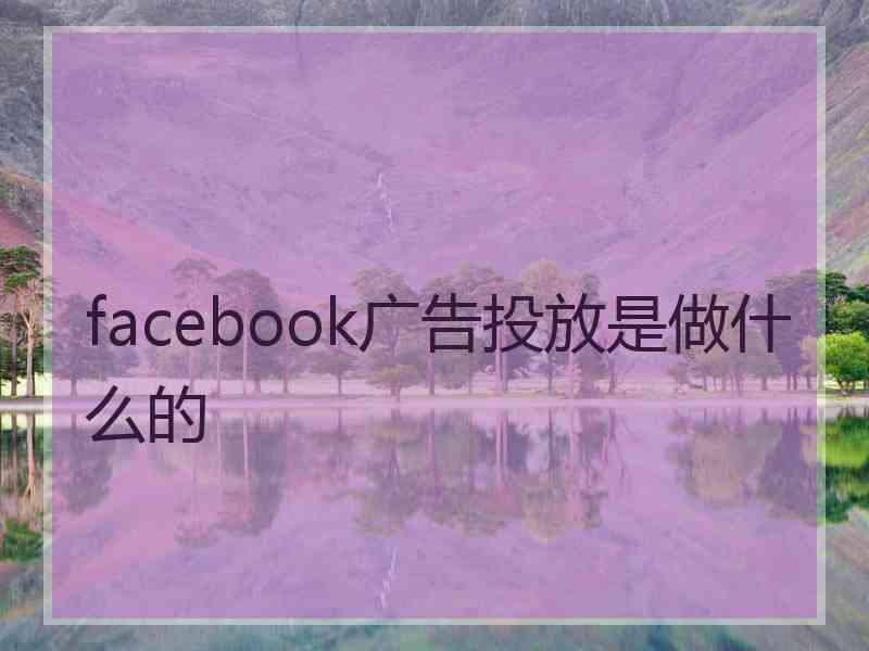 facebook广告投放是做什么的