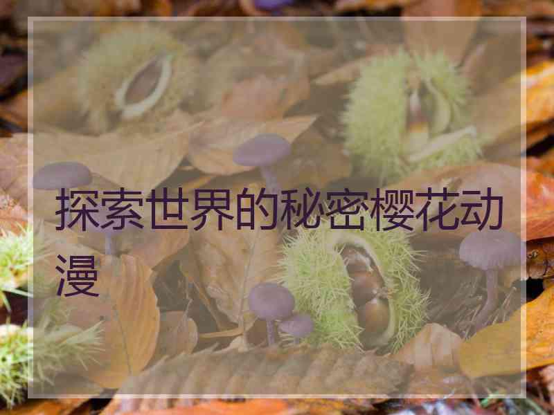 探索世界的秘密樱花动漫