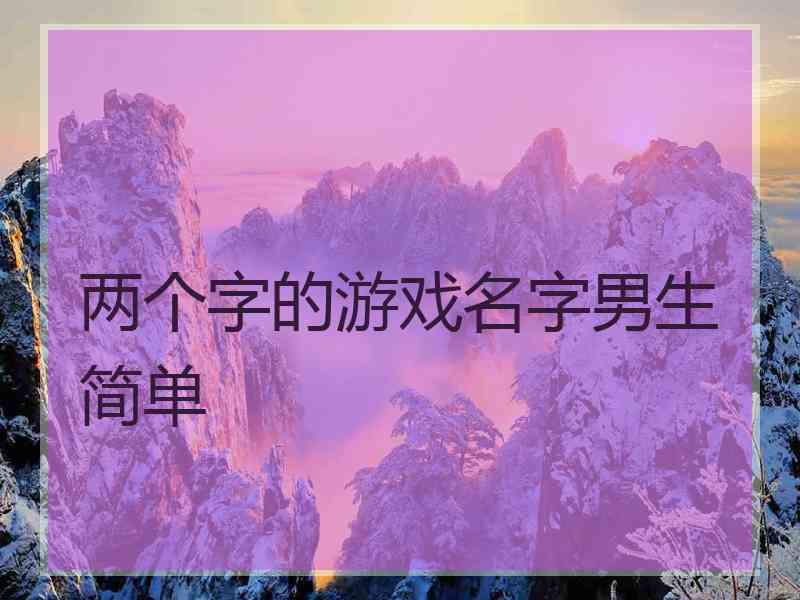 两个字的游戏名字男生简单