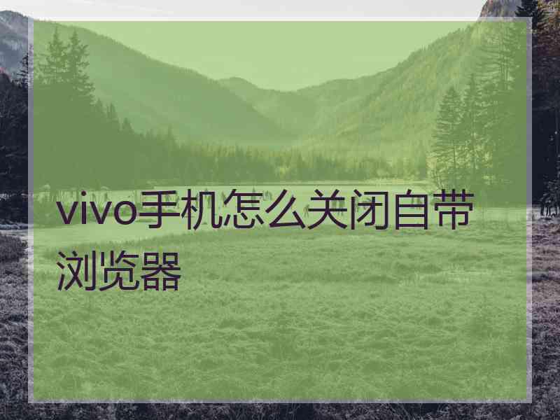 vivo手机怎么关闭自带浏览器