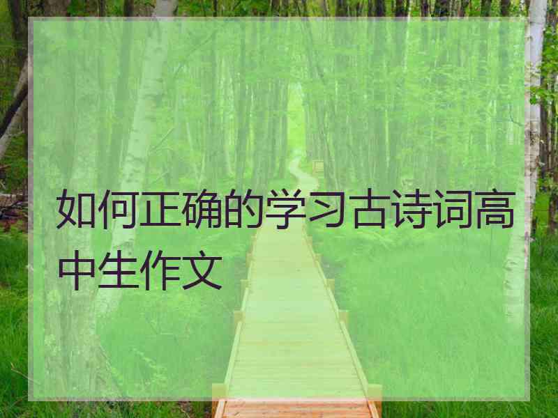 如何正确的学习古诗词高中生作文