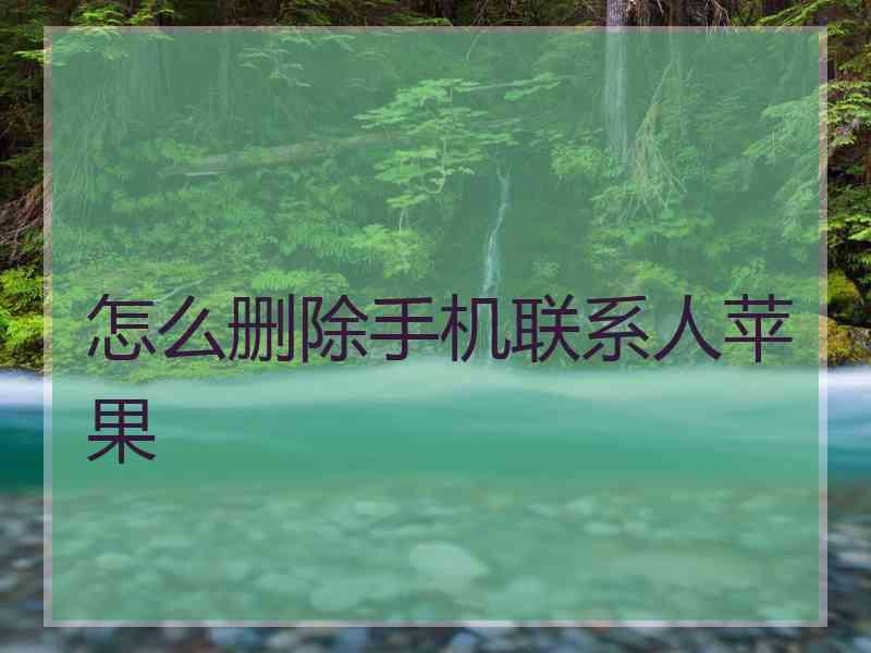 怎么删除手机联系人苹果