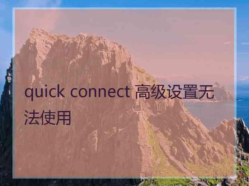 quick connect 高级设置无法使用