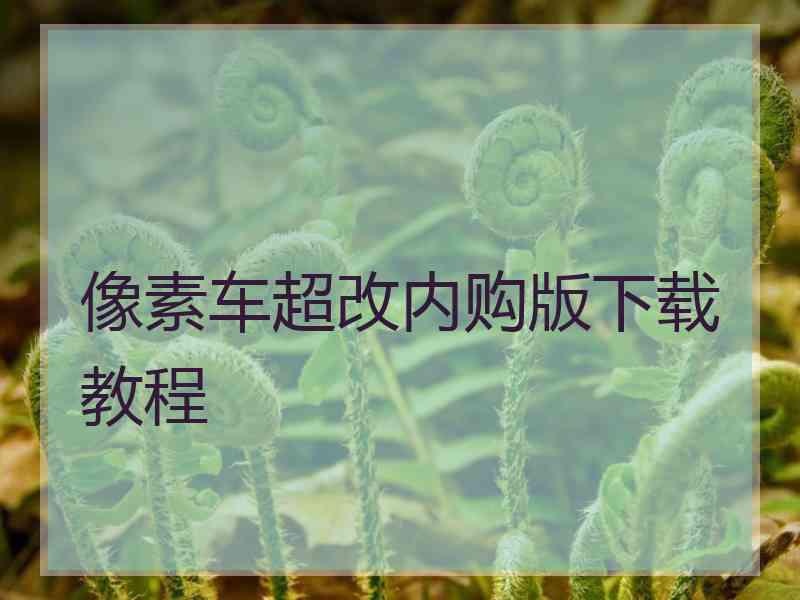 像素车超改内购版下载教程