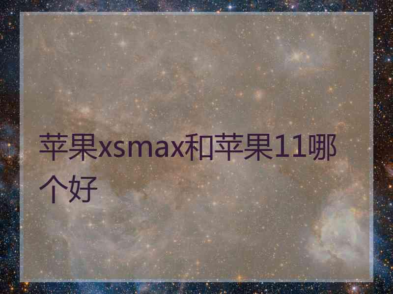 苹果xsmax和苹果11哪个好