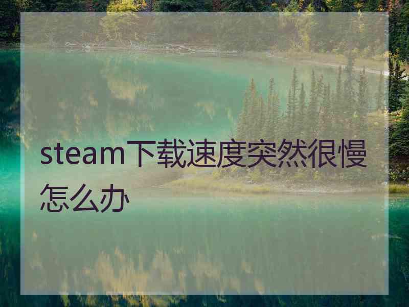 steam下载速度突然很慢怎么办