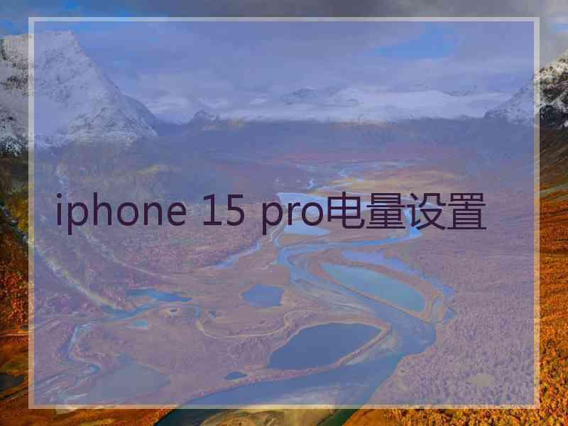 iphone 15 pro电量设置