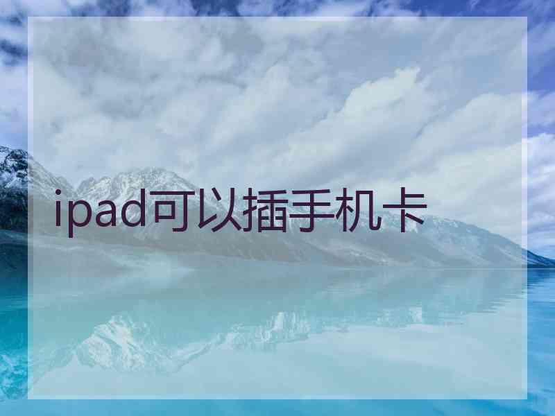 ipad可以插手机卡