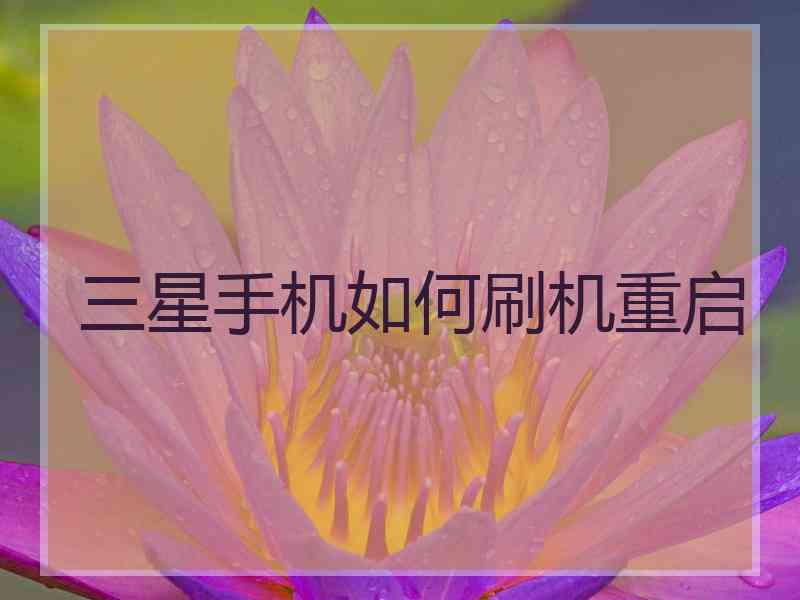 三星手机如何刷机重启