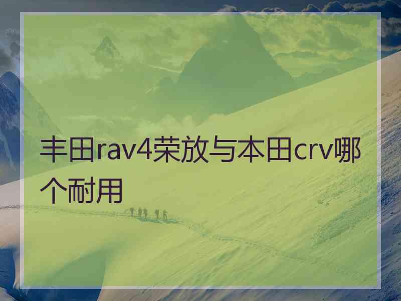 丰田rav4荣放与本田crv哪个耐用