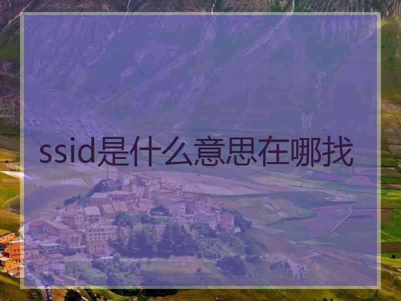 ssid是什么意思在哪找