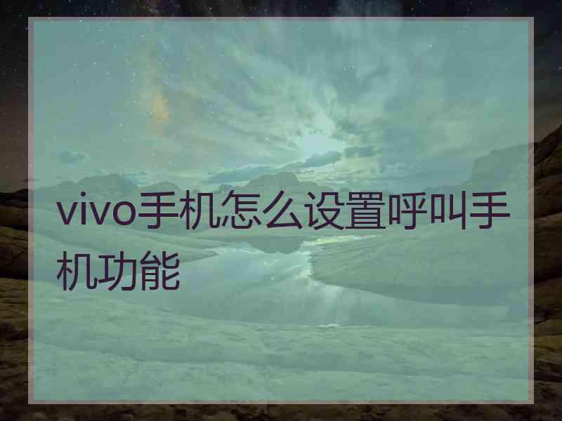 vivo手机怎么设置呼叫手机功能