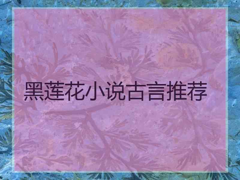 黑莲花小说古言推荐