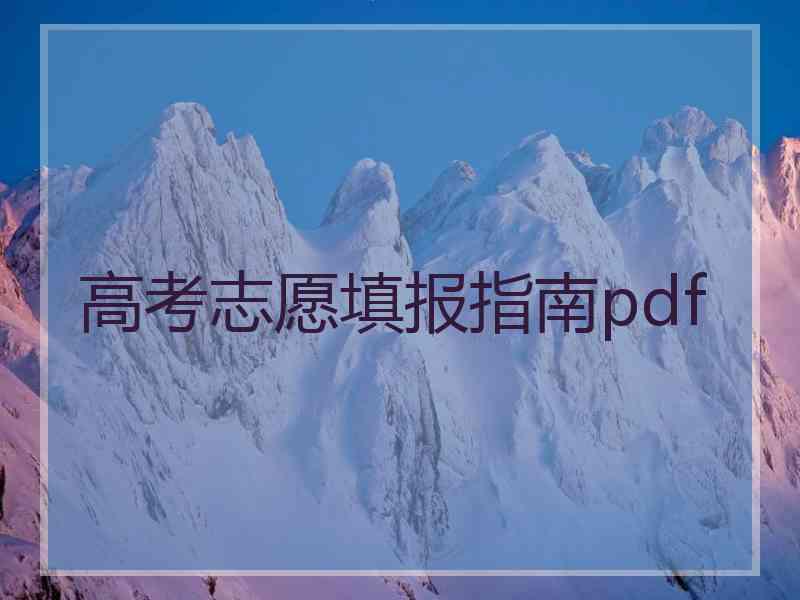 高考志愿填报指南pdf