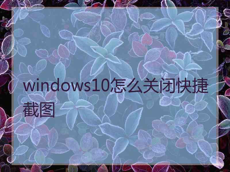 windows10怎么关闭快捷截图