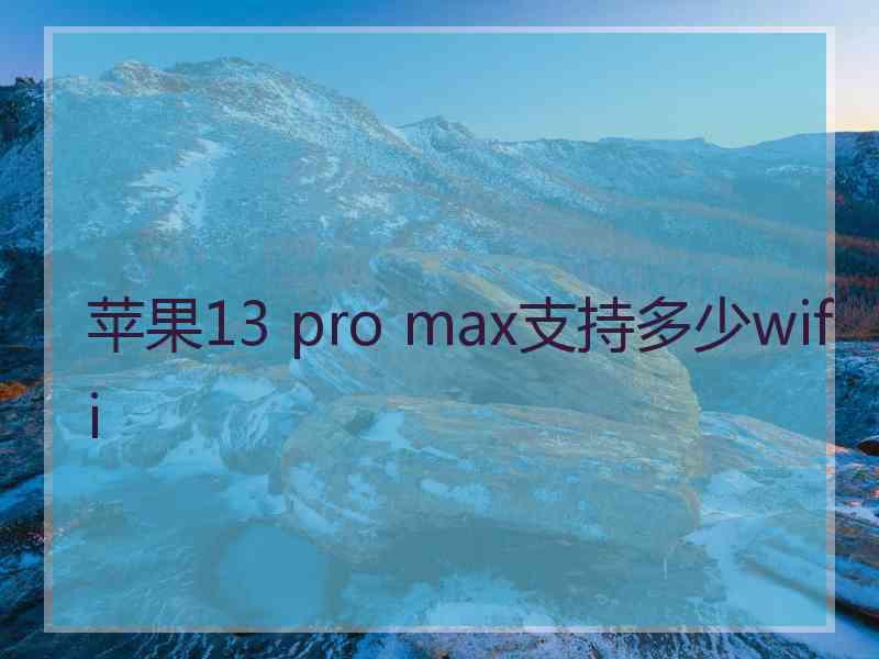 苹果13 pro max支持多少wifi