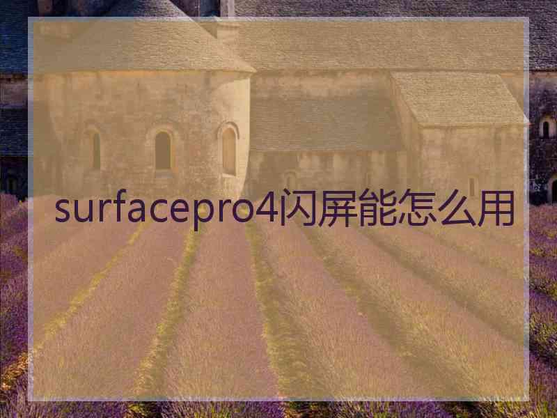 surfacepro4闪屏能怎么用