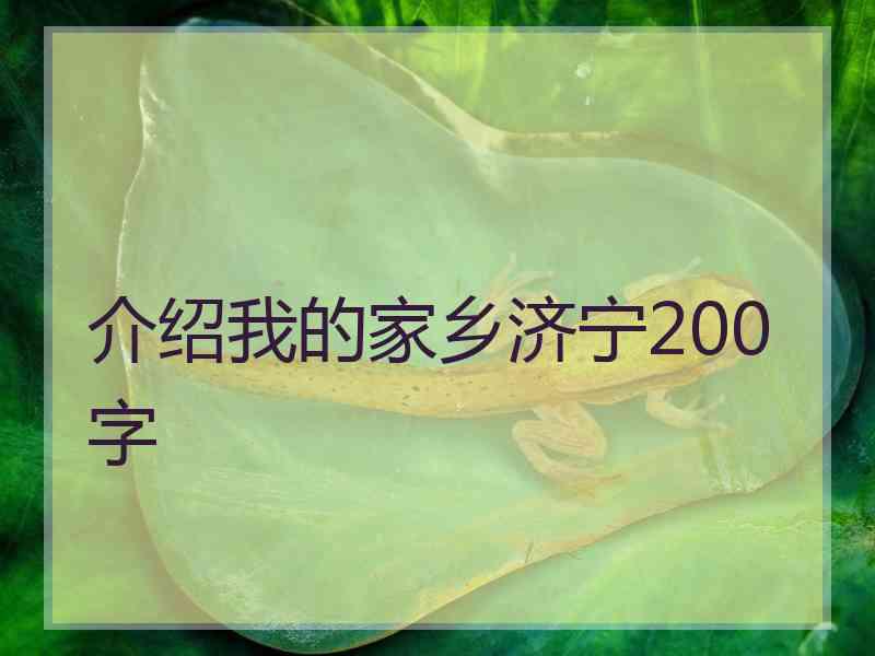 介绍我的家乡济宁200字