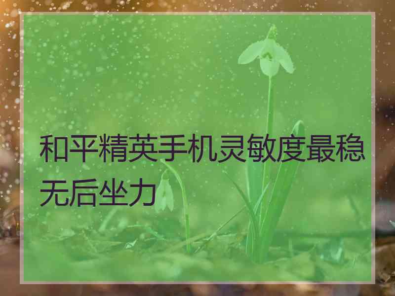 和平精英手机灵敏度最稳无后坐力