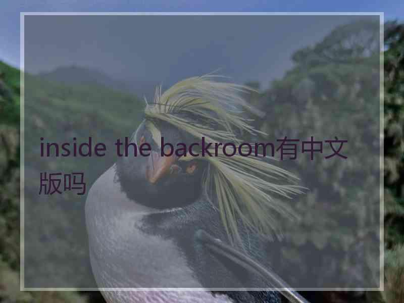 inside the backroom有中文版吗