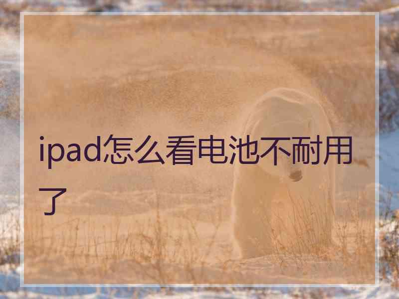 ipad怎么看电池不耐用了