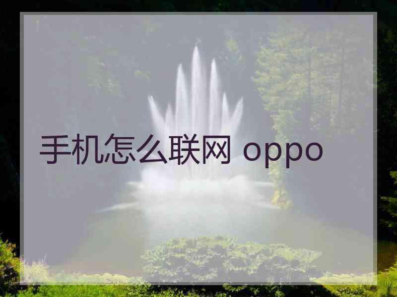 手机怎么联网 oppo