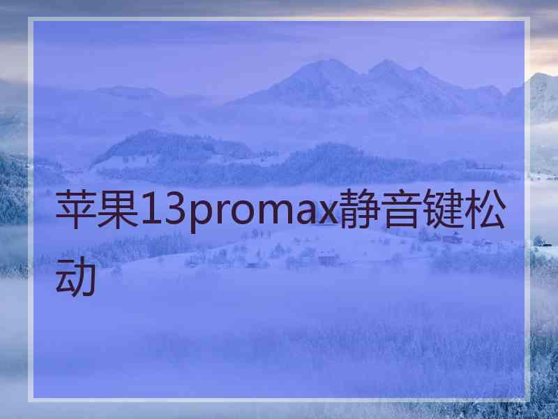 苹果13promax静音键松动